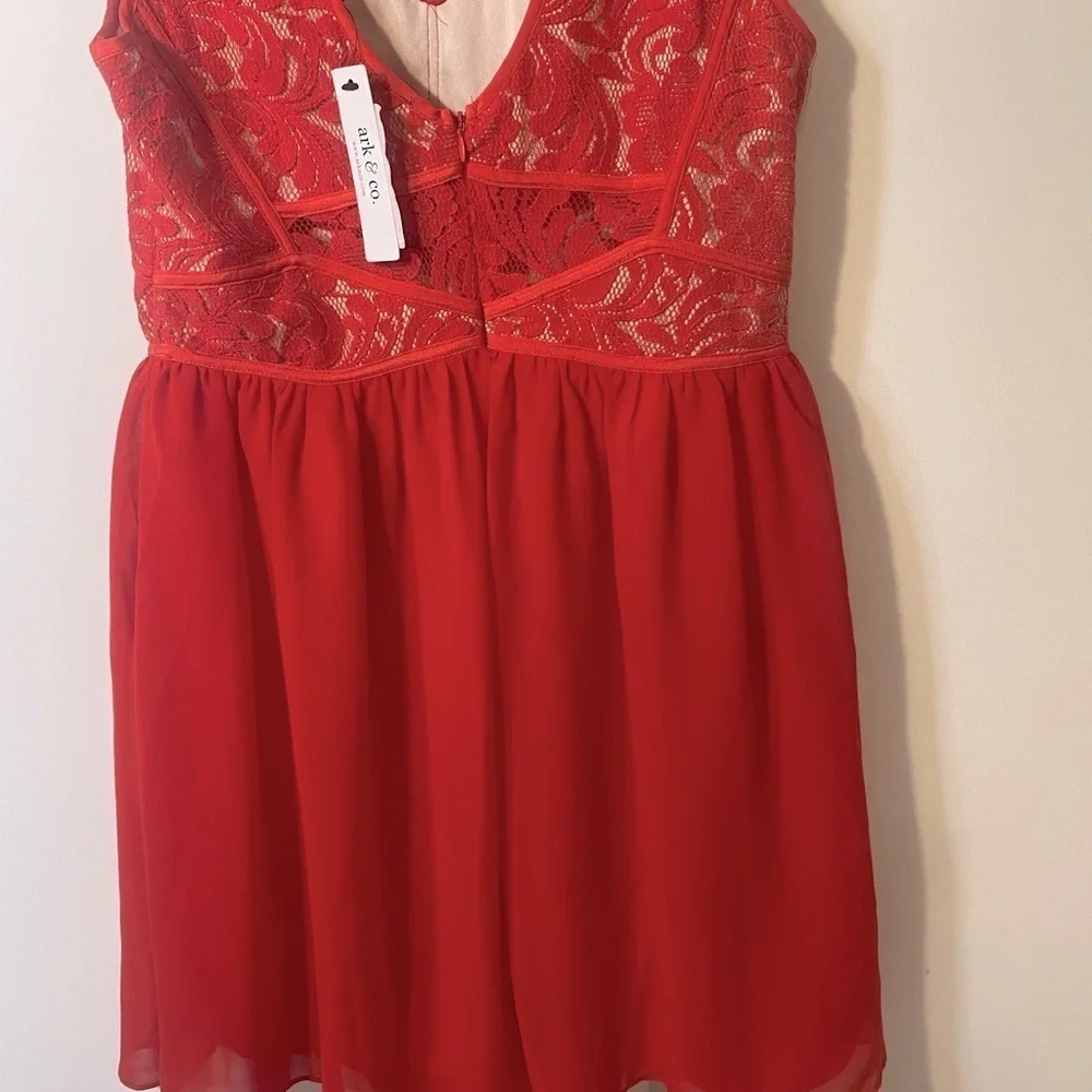 NWT Arc & Co Womens Lace Top Mini Red Dress Size Medium Prom Party Sexy - Picture 8 of 16